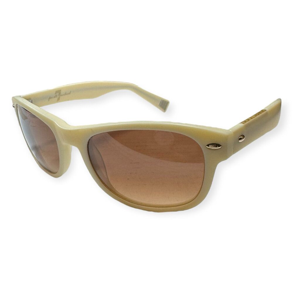 7 FOR ALL MANKIND Echo Sunglasses Square White/Ivory Frame Brownโ Lenses 143mm